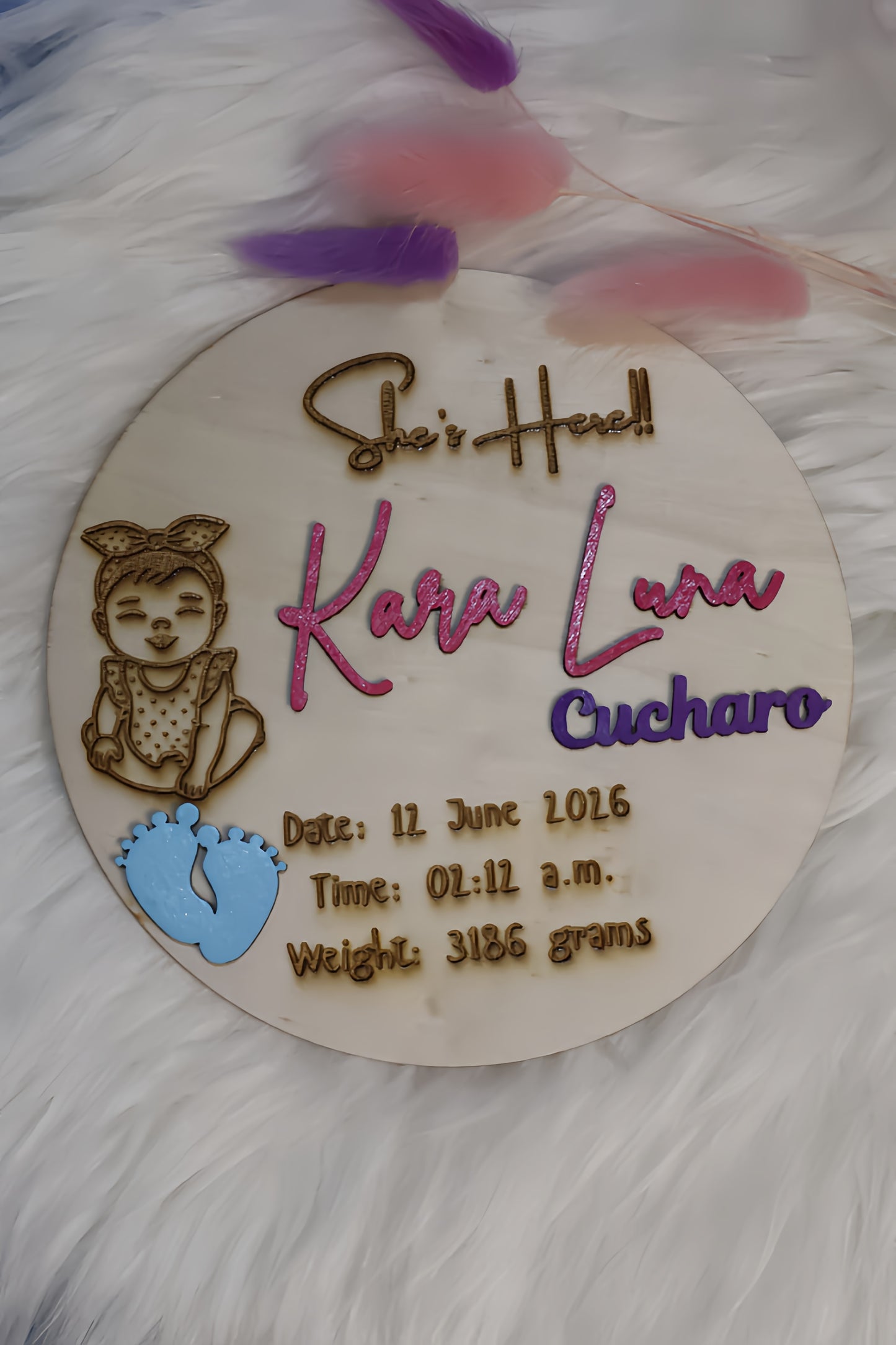 Personalised 3D Birth Announcement Disc