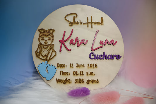 Personalised 3D Birth Announcement Disc