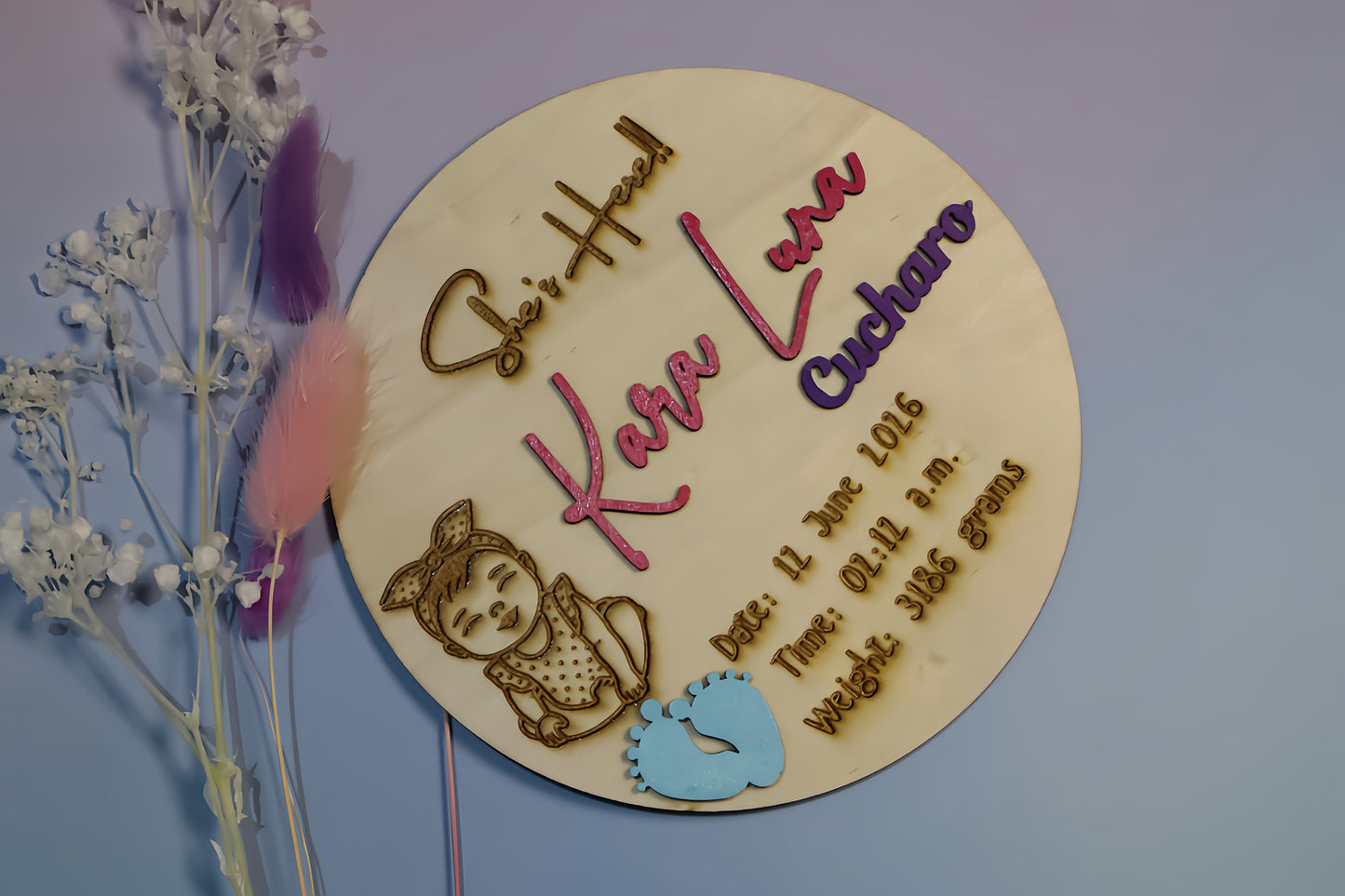 Personalised 3D Birth Announcement Disc