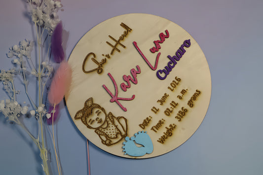 Personalised 3D Birth Announcement Disc
