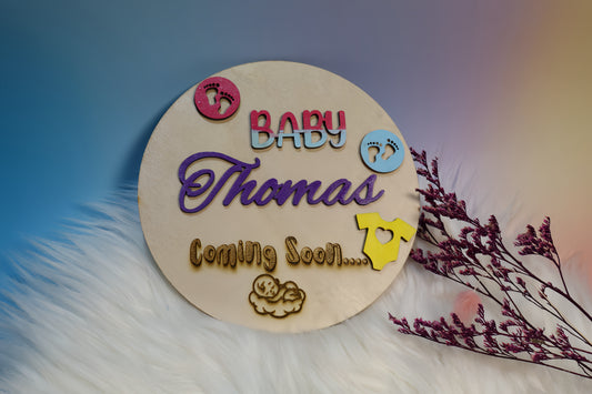 Personalised Baby Surname Announcement Disc
