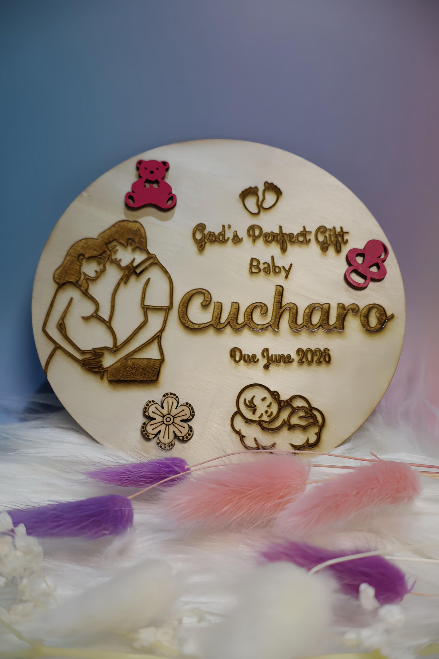 Personalised Christian Baby Announcement Disc