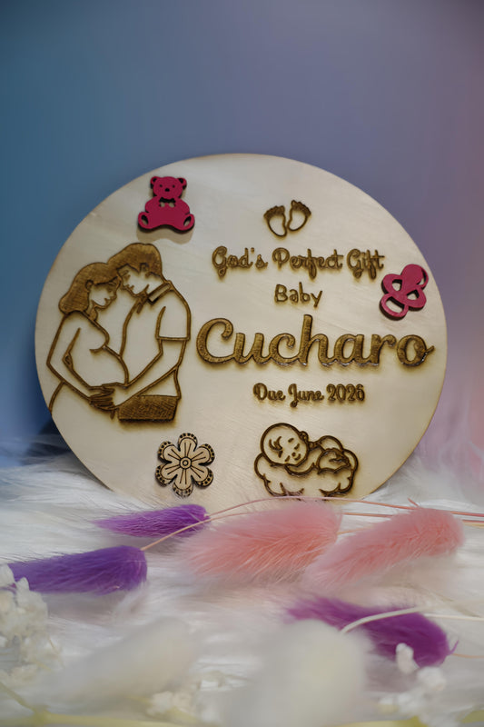 Personalised Christian Baby Announcement Disc